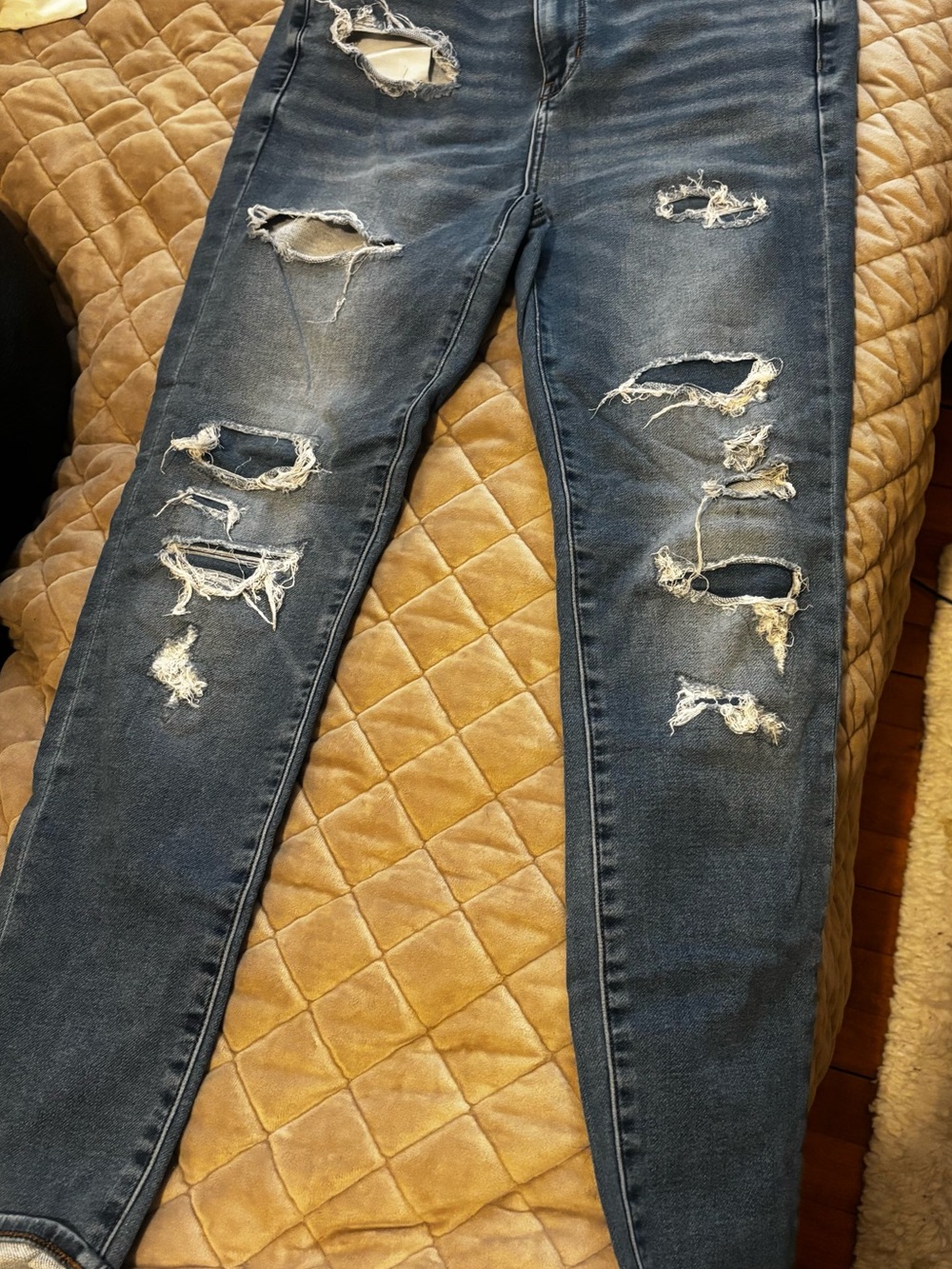 American Eagle Outfitters Dark Blue Distressed Skinny Jeans